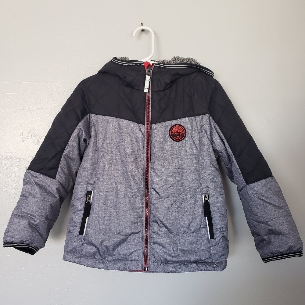 Gerry Little Boys 5 Grey Jacket Coat Fuzzy Lined Hooded Full Zip Fall Winter